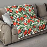 Tropical Hibiscus Blossom Pattern Print Quilt