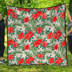 Tropical Hibiscus Blossom Pattern Print Quilt