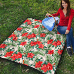 Tropical Hibiscus Blossom Pattern Print Quilt