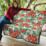 Tropical Hibiscus Blossom Pattern Print Quilt