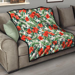 Tropical Hibiscus Blossom Pattern Print Quilt