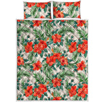 Tropical Hibiscus Blossom Pattern Print Quilt Bed Set