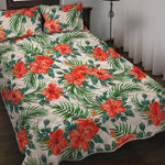 Tropical Hibiscus Blossom Pattern Print Quilt Bed Set