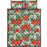 Tropical Hibiscus Blossom Pattern Print Quilt Bed Set
