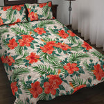 Tropical Hibiscus Blossom Pattern Print Quilt Bed Set