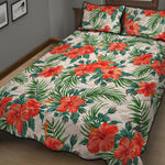 Tropical Hibiscus Blossom Pattern Print Quilt Bed Set