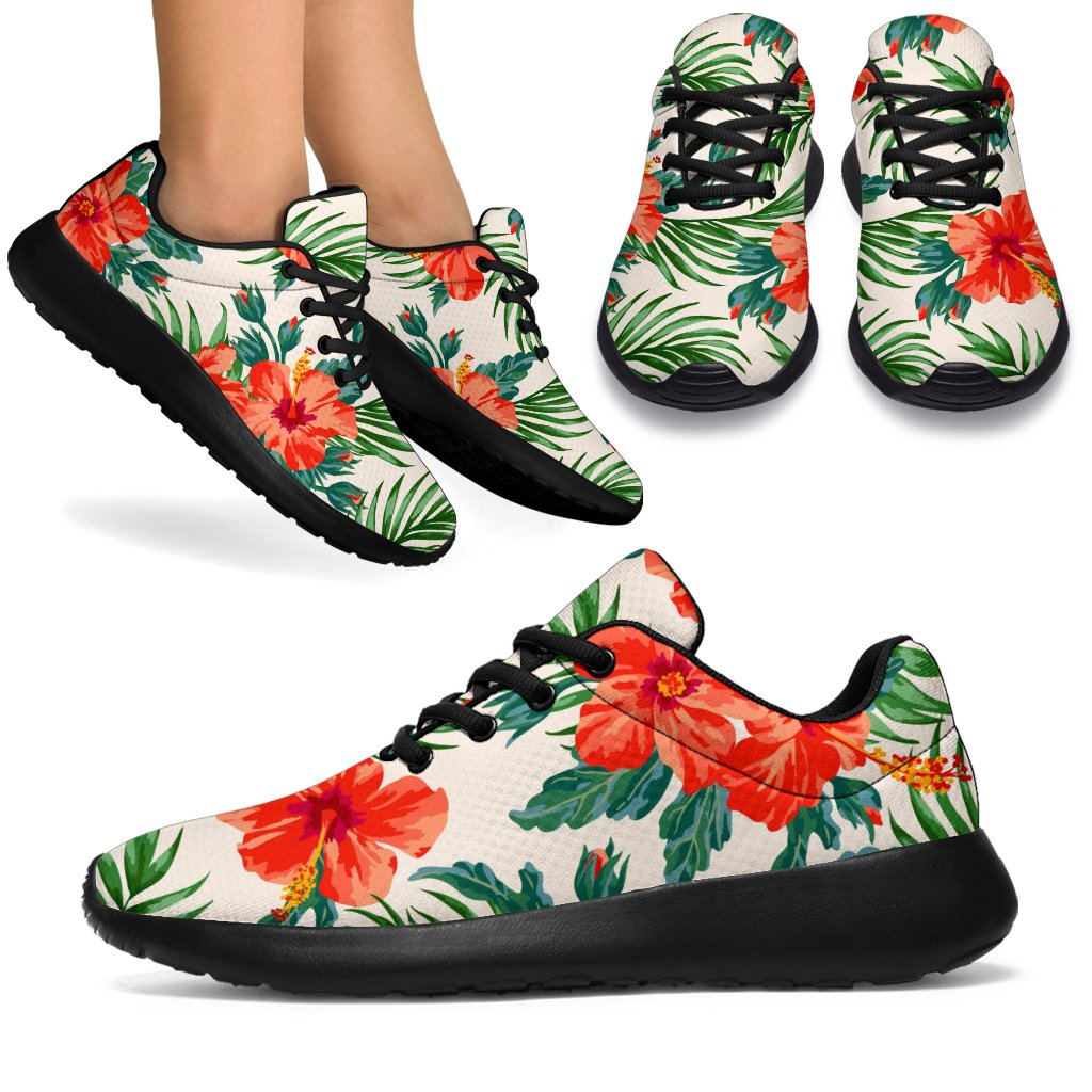 Tropical Hibiscus Blossom Pattern Print Sport Shoes GearFrost