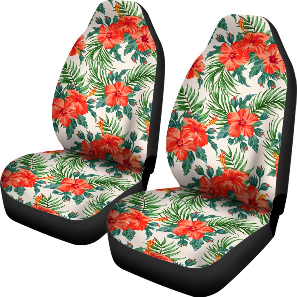 Tropical Hibiscus Blossom Pattern Print Universal Fit Car Seat Covers