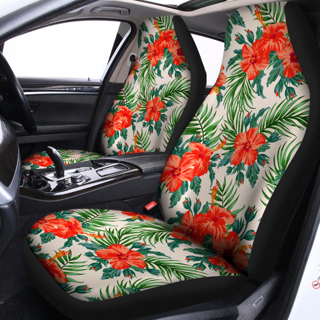 Tropical Hibiscus Blossom Pattern Print Universal Fit Car Seat Covers