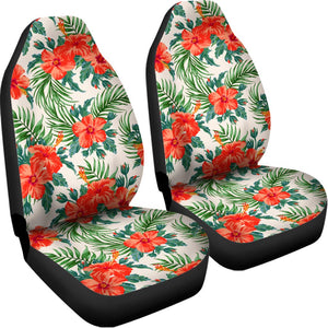 Tropical Hibiscus Blossom Pattern Print Universal Fit Car Seat Covers