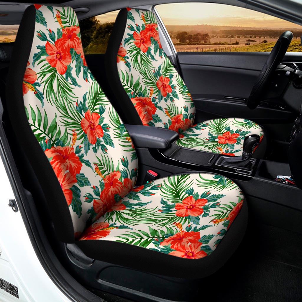 Tropical Hibiscus Blossom Pattern Print Universal Fit Car Seat Covers