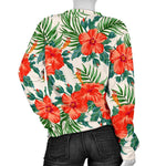 Tropical Hibiscus Blossom Pattern Print Women's Crewneck Sweatshirt GearFrost