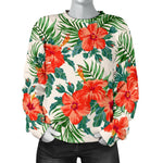 Tropical Hibiscus Blossom Pattern Print Women's Crewneck Sweatshirt GearFrost