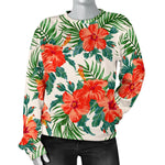 Tropical Hibiscus Blossom Pattern Print Women's Crewneck Sweatshirt GearFrost