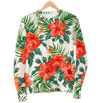 Tropical Hibiscus Blossom Pattern Print Women's Crewneck Sweatshirt GearFrost