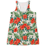 Tropical Hibiscus Blossom Pattern Print Women's Racerback Tank Top