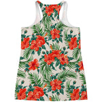 Tropical Hibiscus Blossom Pattern Print Women's Racerback Tank Top