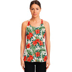 Tropical Hibiscus Blossom Pattern Print Women's Racerback Tank Top