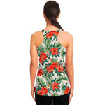 Tropical Hibiscus Blossom Pattern Print Women's Racerback Tank Top