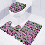 Tropical Hibiscus Flowers Aztec Print 3 Piece Bath Mat Set