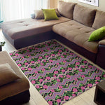 Tropical Hibiscus Flowers Aztec Print Area Rug