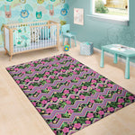 Tropical Hibiscus Flowers Aztec Print Area Rug