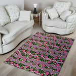 Tropical Hibiscus Flowers Aztec Print Area Rug