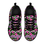 Tropical Hibiscus Flowers Aztec Print Black Sneakers