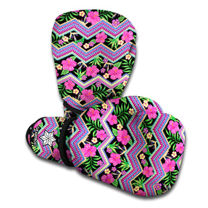 Tropical Hibiscus Flowers Aztec Print Boxing Gloves