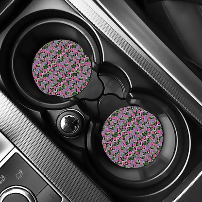 Tropical Hibiscus Flowers Aztec Print Car Coasters
