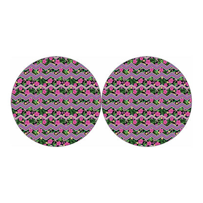 Tropical Hibiscus Flowers Aztec Print Car Coasters
