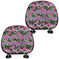 Tropical Hibiscus Flowers Aztec Print Car Headrest Covers