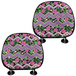 Tropical Hibiscus Flowers Aztec Print Car Headrest Covers