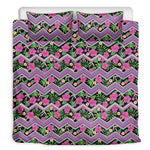 Tropical Hibiscus Flowers Aztec Print Duvet Cover Bedding Set