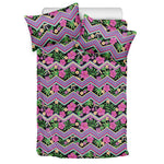 Tropical Hibiscus Flowers Aztec Print Duvet Cover Bedding Set