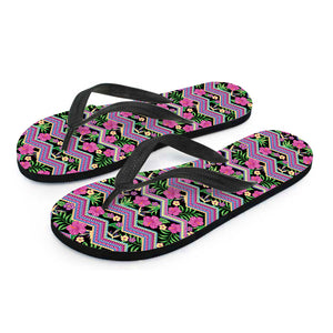 Tropical Hibiscus Flowers Aztec Print Flip Flops