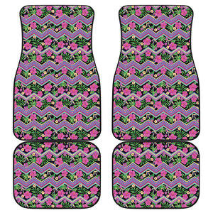 Tropical Hibiscus Flowers Aztec Print Front and Back Car Floor Mats