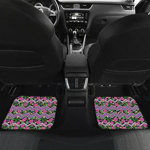 Tropical Hibiscus Flowers Aztec Print Front and Back Car Floor Mats