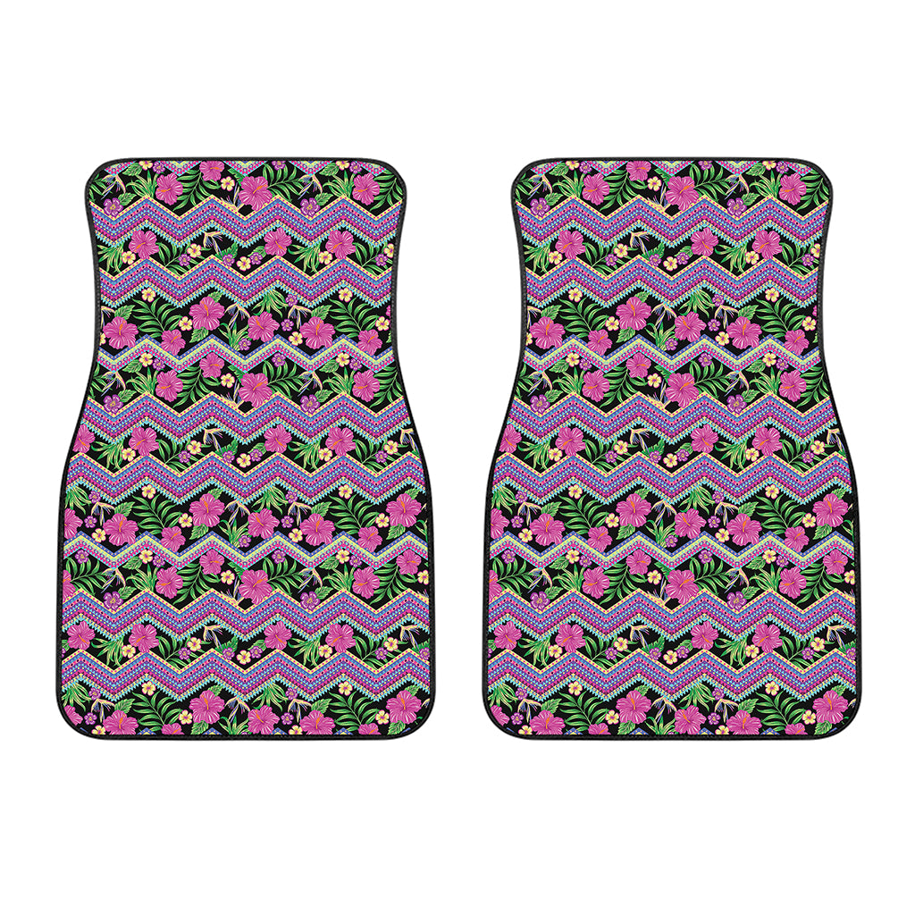 Tropical Hibiscus Flowers Aztec Print Front Car Floor Mats