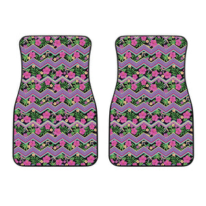 Tropical Hibiscus Flowers Aztec Print Front Car Floor Mats