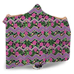 Tropical Hibiscus Flowers Aztec Print Hooded Blanket