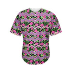 Tropical Hibiscus Flowers Aztec Print Men's Baseball Jersey