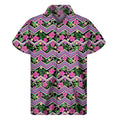 Tropical Hibiscus Flowers Aztec Print Men's Short Sleeve Shirt
