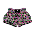 Tropical Hibiscus Flowers Aztec Print Muay Thai Boxing Shorts