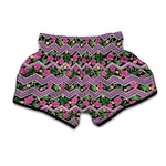 Tropical Hibiscus Flowers Aztec Print Muay Thai Boxing Shorts