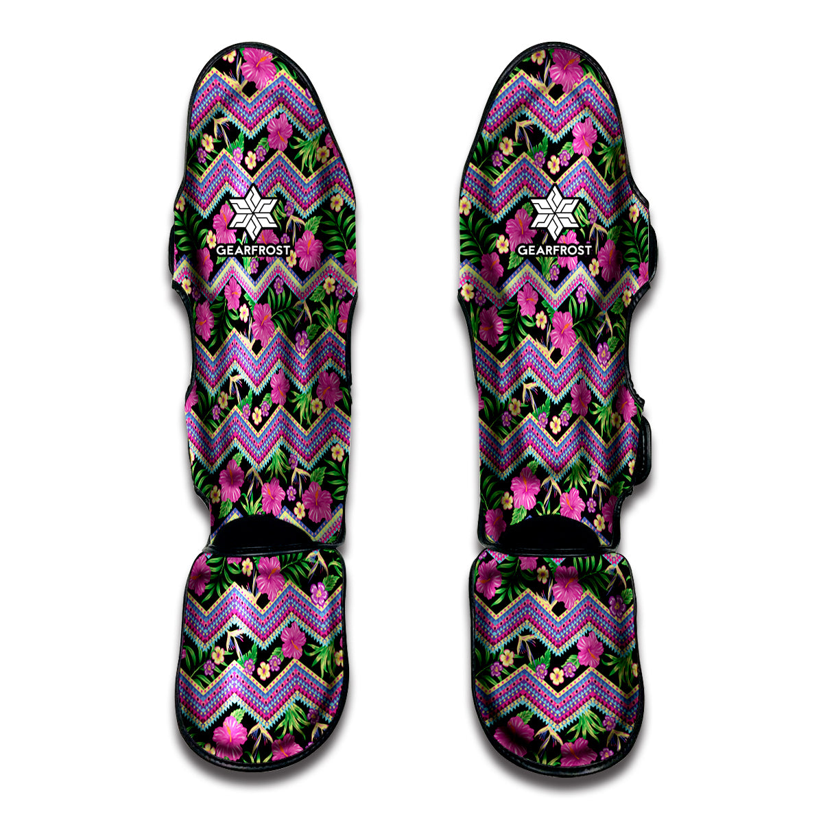 Tropical Hibiscus Flowers Aztec Print Muay Thai Shin Guard