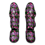 Tropical Hibiscus Flowers Aztec Print Muay Thai Shin Guard