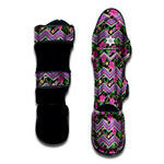 Tropical Hibiscus Flowers Aztec Print Muay Thai Shin Guard