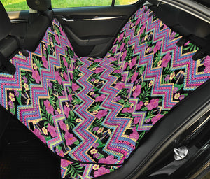 Tropical Hibiscus Flowers Aztec Print Pet Car Back Seat Cover