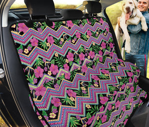 Tropical Hibiscus Flowers Aztec Print Pet Car Back Seat Cover